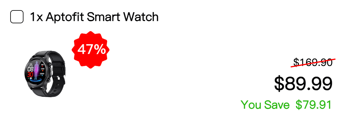 Single Aptofit Smartwatch 47% discount Package