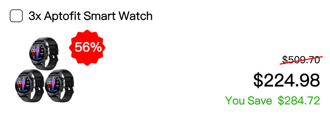 Triple Aptofit Smartwatch 56% discount Package